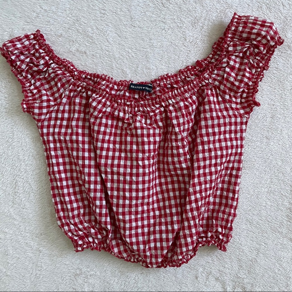 brandy melville gingham red crop top